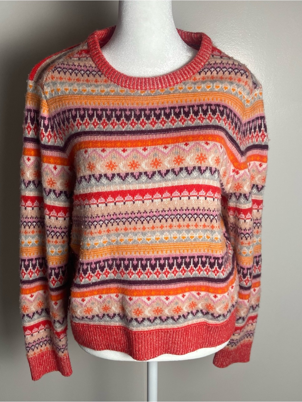 J.Crew women’s Multicolor Fair Isle Crewneck lambs wool blend sweater